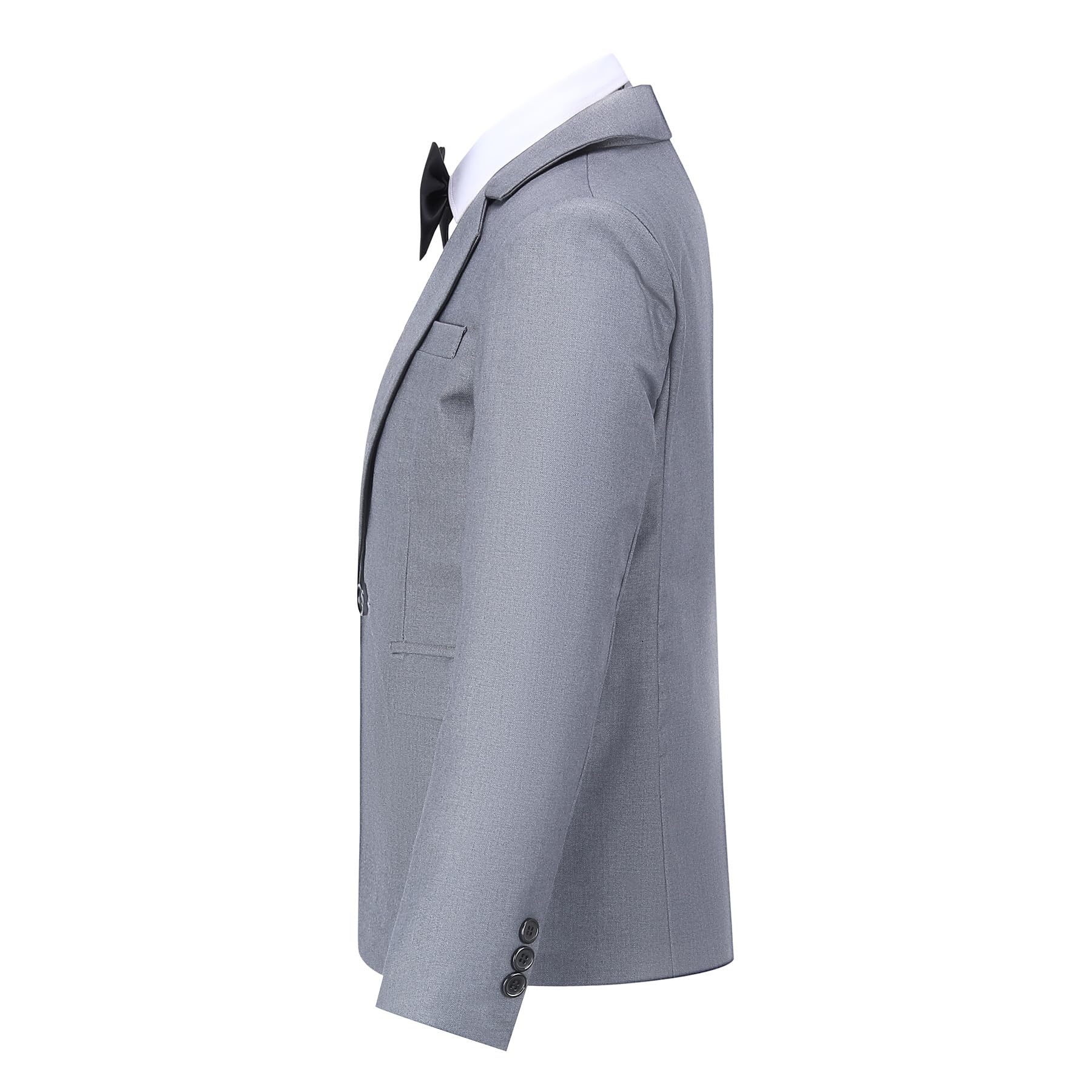 Sliktaa Tuta da bambino, 3 pezzi, con bottone a risvolto, per matrimonio, compleanno, festa, ballo, performance, blazer gilet, pantaloni multicolor, grigio., 10 anni