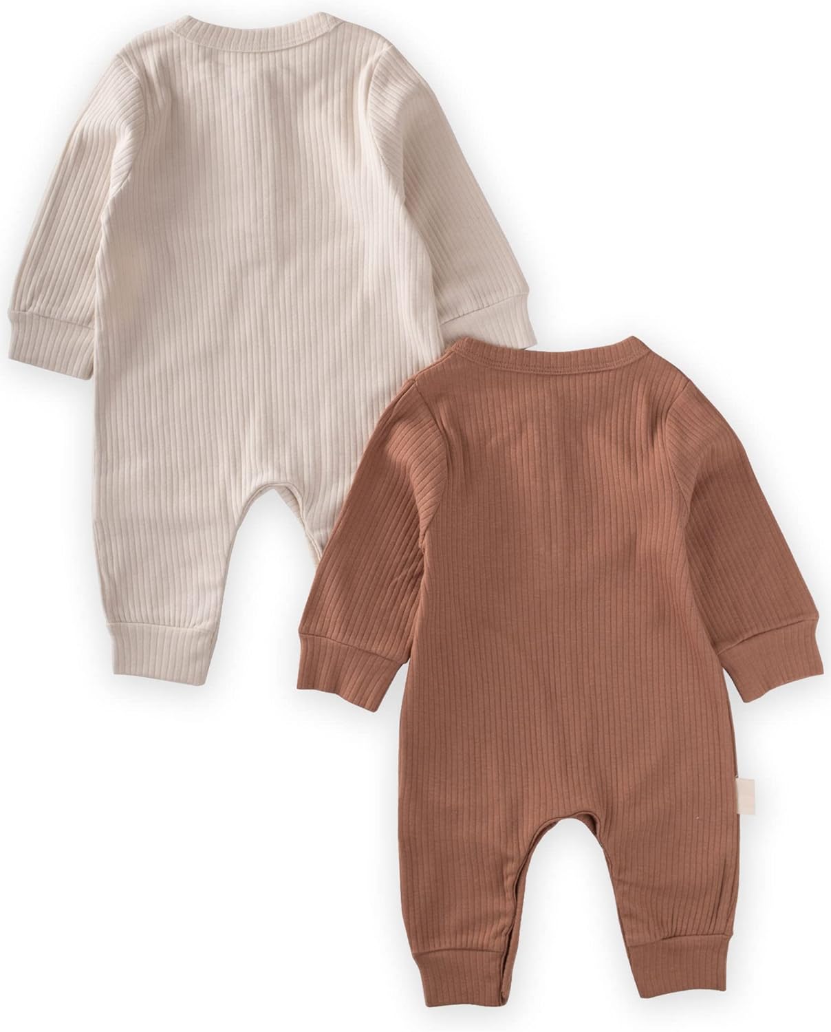 ベビー ユニ 2 パック リブ編み 長袖 ロンパース - ソフトニット ジャンプスーツ ベビー 男の子 女の子