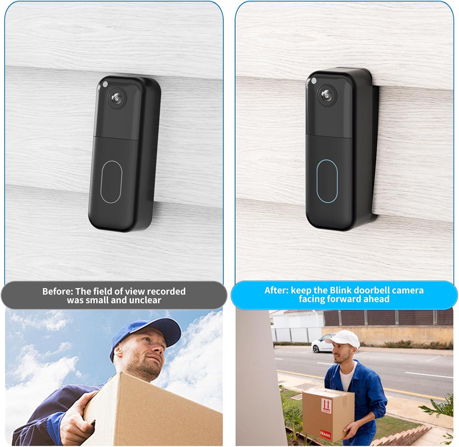Blink Doorbell Vinyl Siding Mount,Compatible with All-New Blink Video Doorbell Camera (2nd Gen),Adjustable Doorbell Corner Wedge Kits (Only Apply for 4" Standard Vinyl Siding),Black