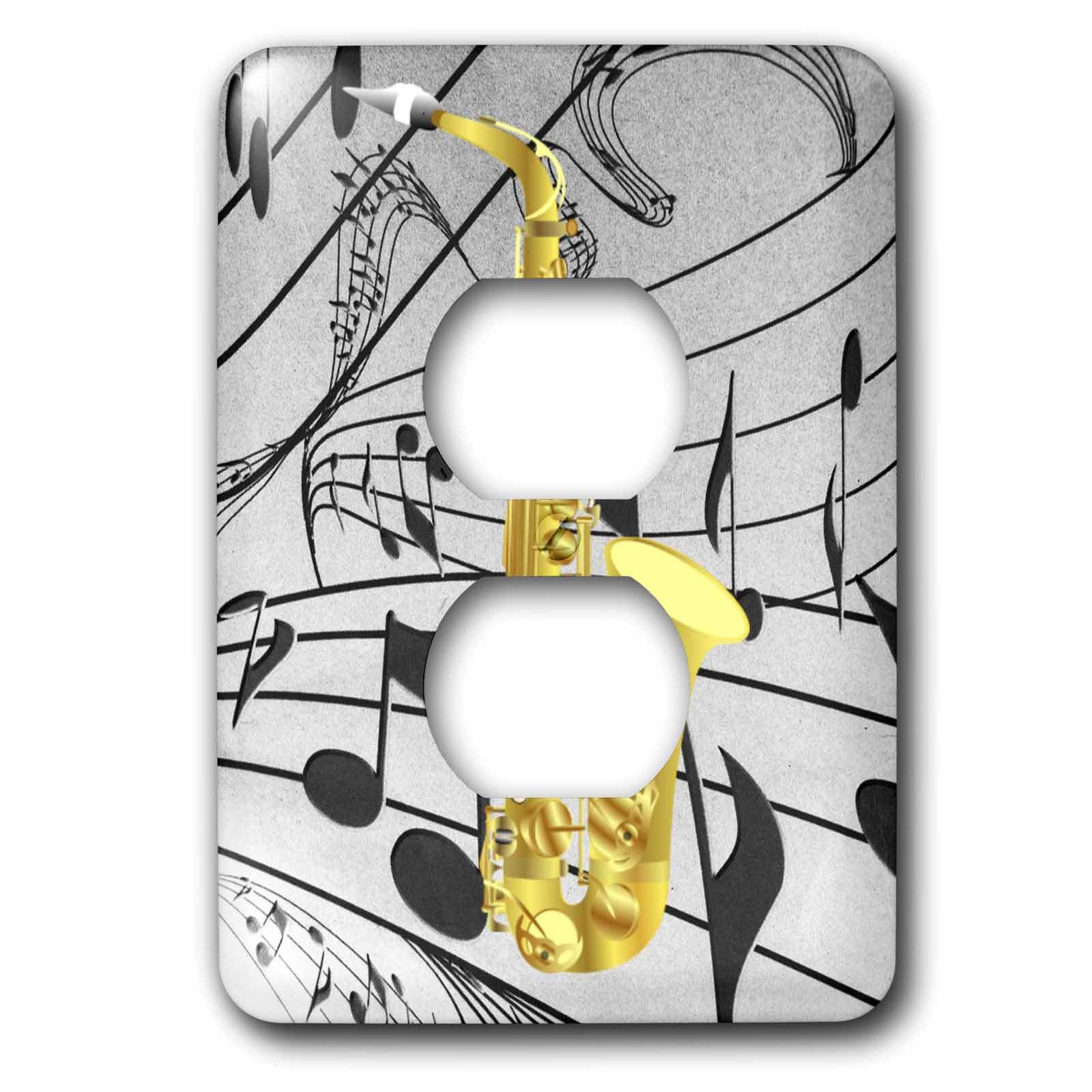 Funda para 2 enchufes de notas musicales doradas placa interruptor doble de pared