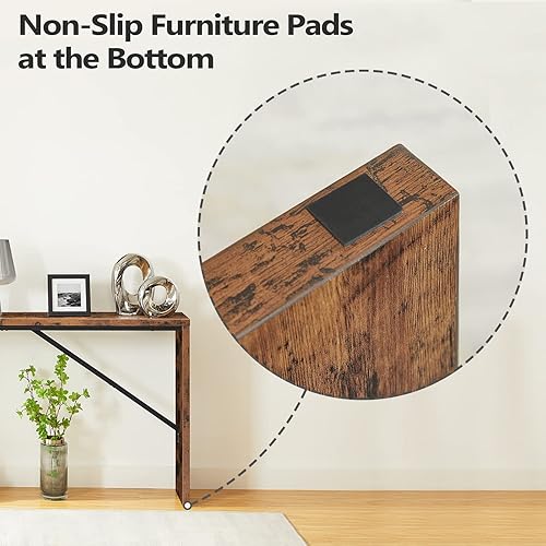 Miniatura 8 de MAHANCRIS Mesa consola, mesa de sofá de 62.2 pulgadas de largo detrás del sofá, mesa de entrada estrecha, mesa de comedor de granja con marco de