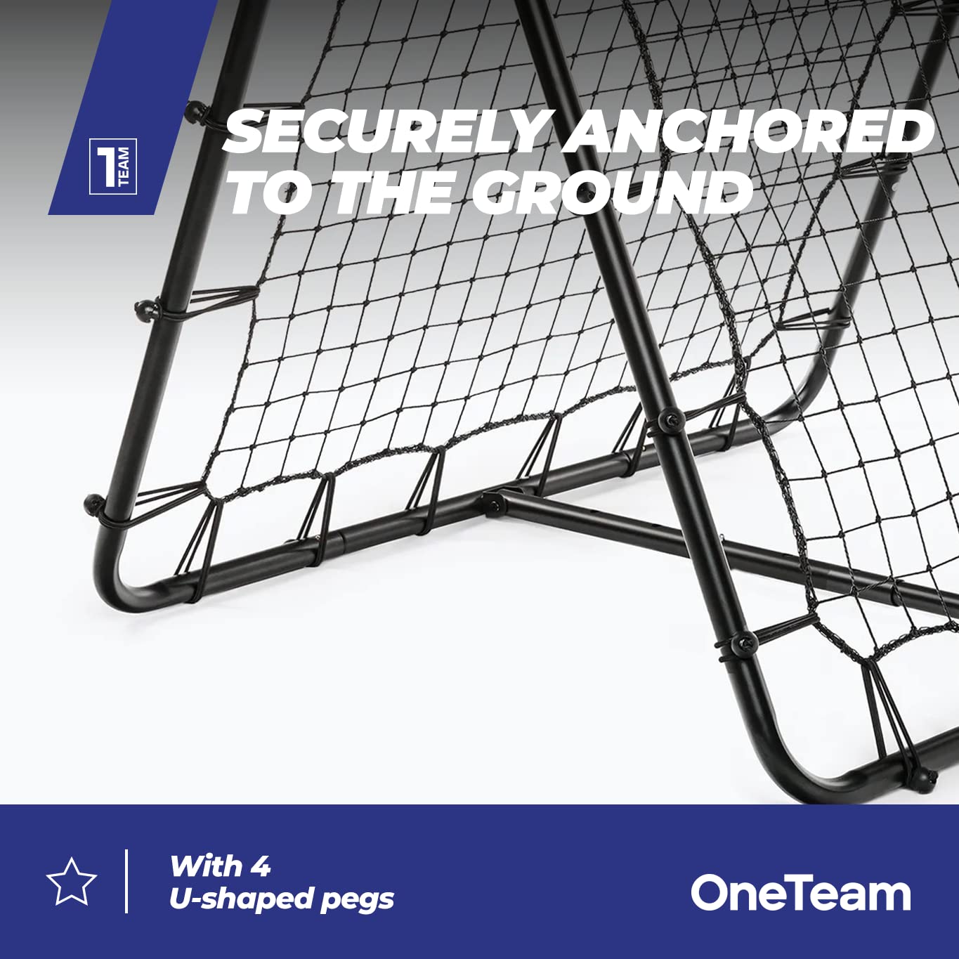 OneTeam Rebounder dwustronna do treningu piłki nożnej, regulowany kąt nachylenia, stabilna rama stalowa, mocna siatka do treningu piłki nożnej