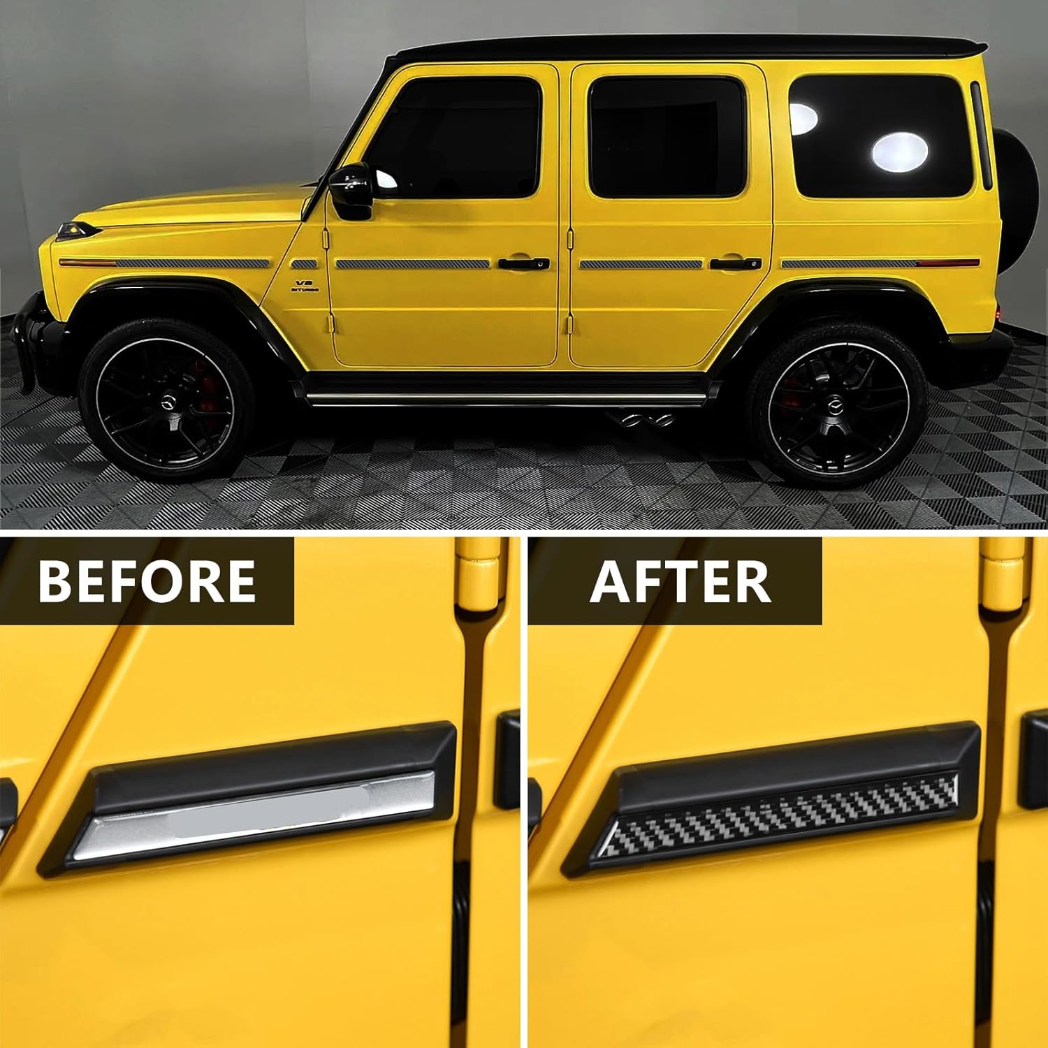10PCS Real Carbon Fiber Side Body Molding Trim Compatible with Mercedes Benz G-Class G63 G550 W463A 2019-2025, Exterior Decor Sticker Accessories