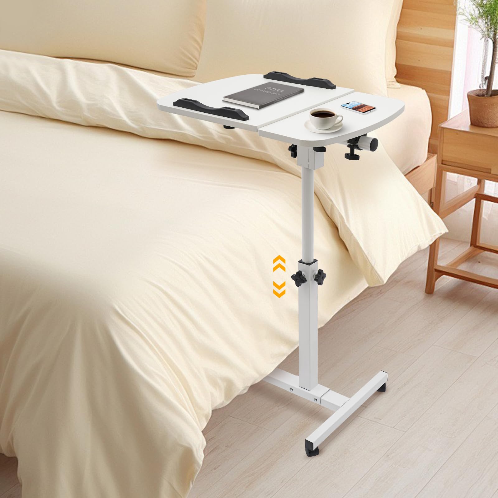 Small Mobile Standing Desk 24-38 Height-Adjustable Desk Portable Tilted Computer Stand 90 Folded Office Laptop Table Mobile Workstation — view 2