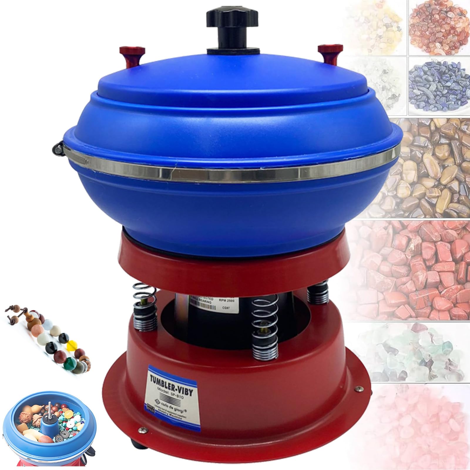 Rock Tumbler Kit - Máquina pulidora eléctrica por vibración para limpiar piedras crudas y monedas con cuenco vibratorio