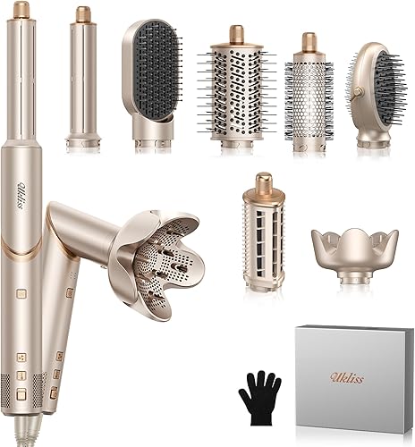 Cepillo secador de pelo 8 en 1 y estilizador de aire caliente múltiple, juego de herramientas de cepillo secador de 110,000 rpm, con difusor y