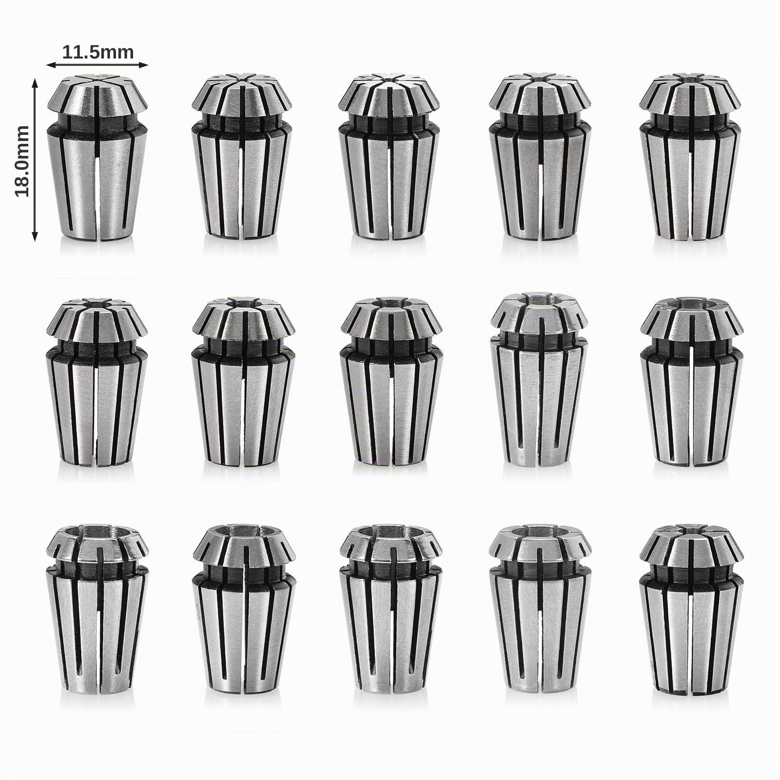 Genmitsu Lot de 40 fraises à bout CNC+ 15PCS ER11 Jeu de pinces de serrage | Avec 2 cannelures à nez plat et à nez boule, Nano Blue Coat et Titanium Coat CNC