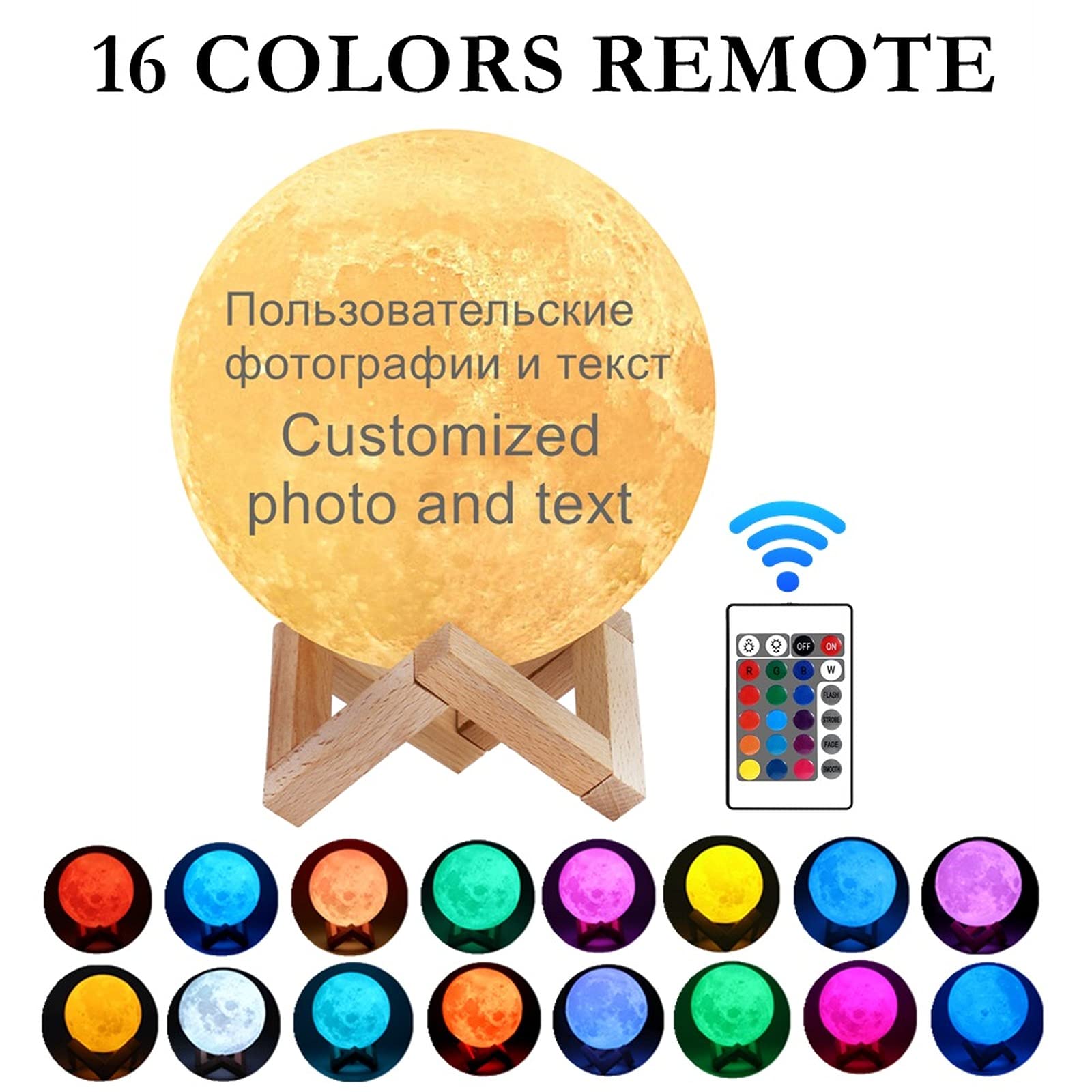 Lampada Luna 3D Personalizzata Con Foto - 16 Colori Con Telecomando - Regalo San Valentino, Compleanno (12cm, Ricaricabile) - 3