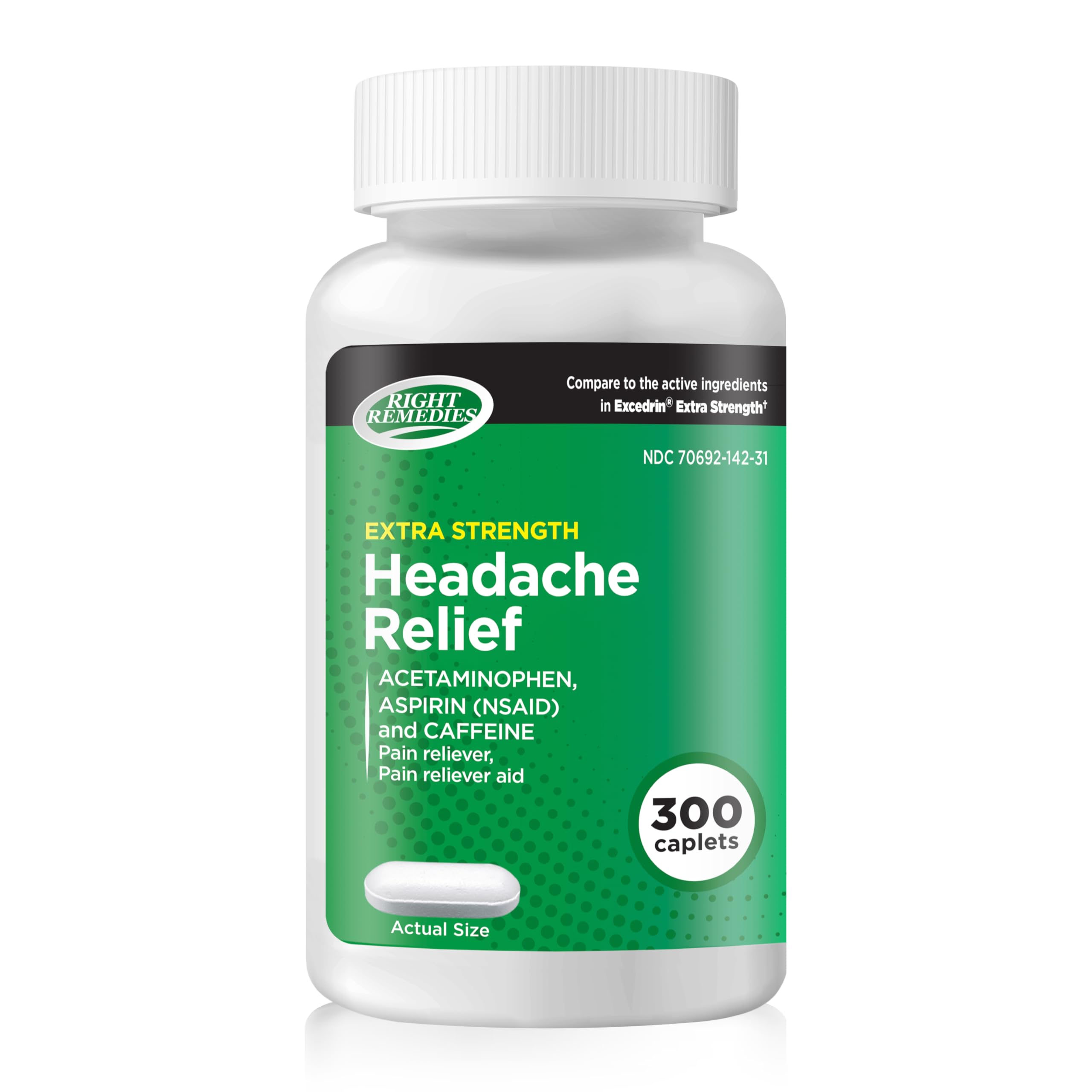 RIGHT REMEDIES Extra Strength Headache Relief, Back & Body, 300 caplets