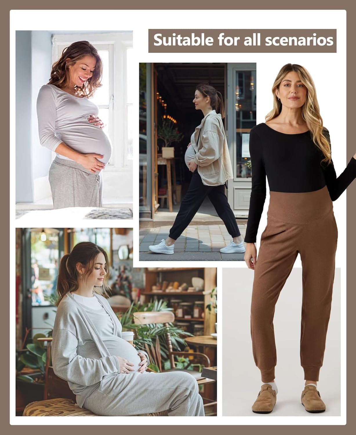 Happy.angel Women's Maternity Pants with Pockets, Loose Joggers Sweatpants for Workout Soft Lounge Pregnancy Clothes - Image 6