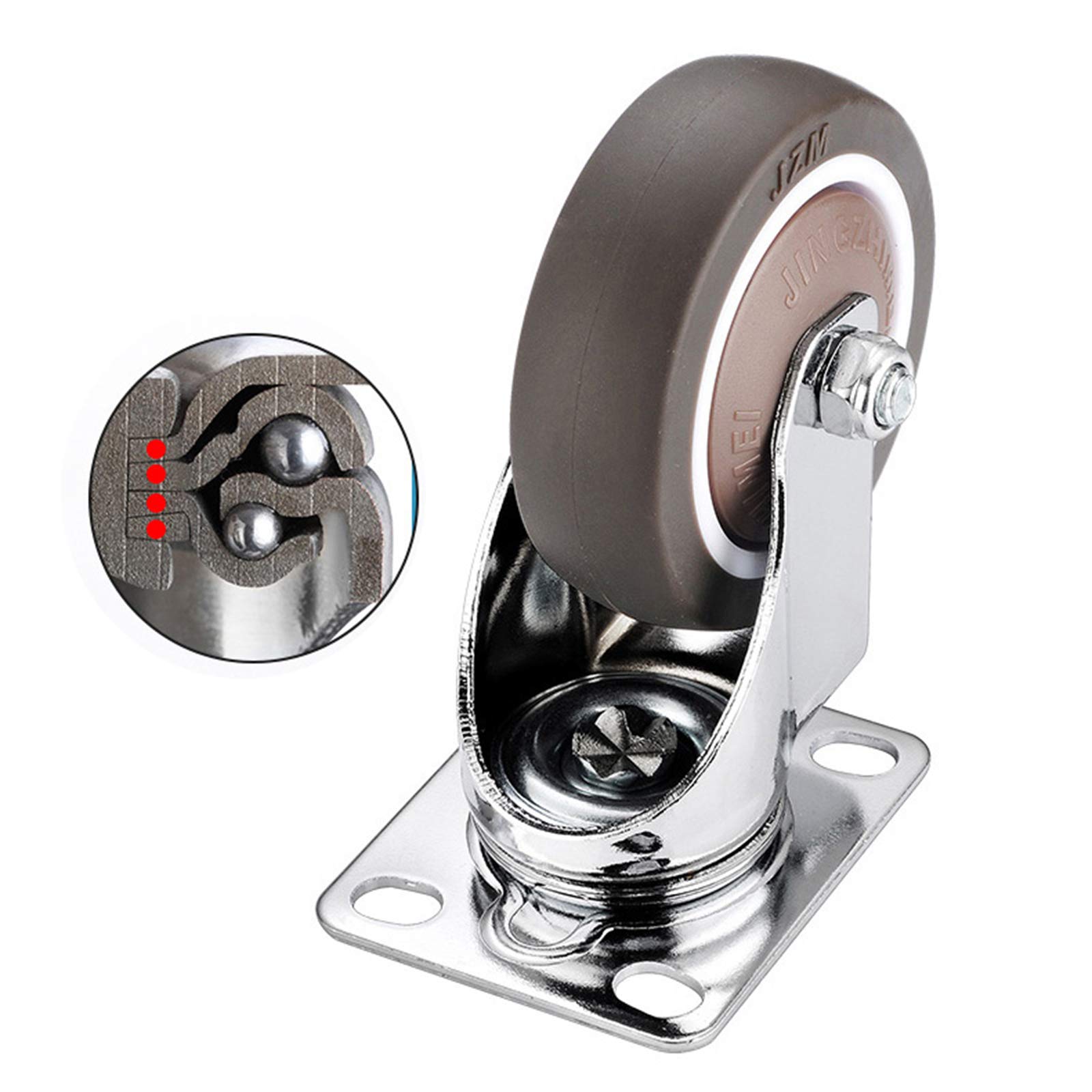 Heavy Duty Möbelrollen， 4 Möbelrollen, Lenkrollen mit Bremsen, Schwerlastrollen mit Paletten, Ultra-leises Möbelfußrad(Brake,1.5in)