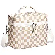 HowFly Lunch Bag Women Lunch Box for Women Cute Corduroy Insulated Lunch Bag Adult Large Cooler Lunch Tote Bags for Work Picnic Beach, Khaki Checkered