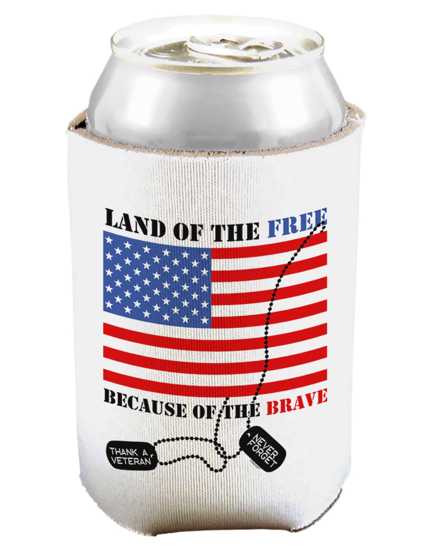 TOOLOUD Home of The Free Because of The Brave Can and Bottle Insulator Cooler - White 2 Pack