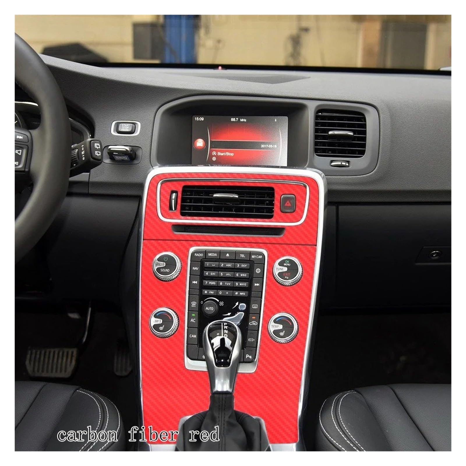 Panneau Console Centrale Autocollants Intérieurs Carbone Console Centrale Tableau Bord Poignée Porte Panneau Levage Pour S60 Pour V60 2011-2017 Garniture Panneau Console(Crocodile skin patte,Right han