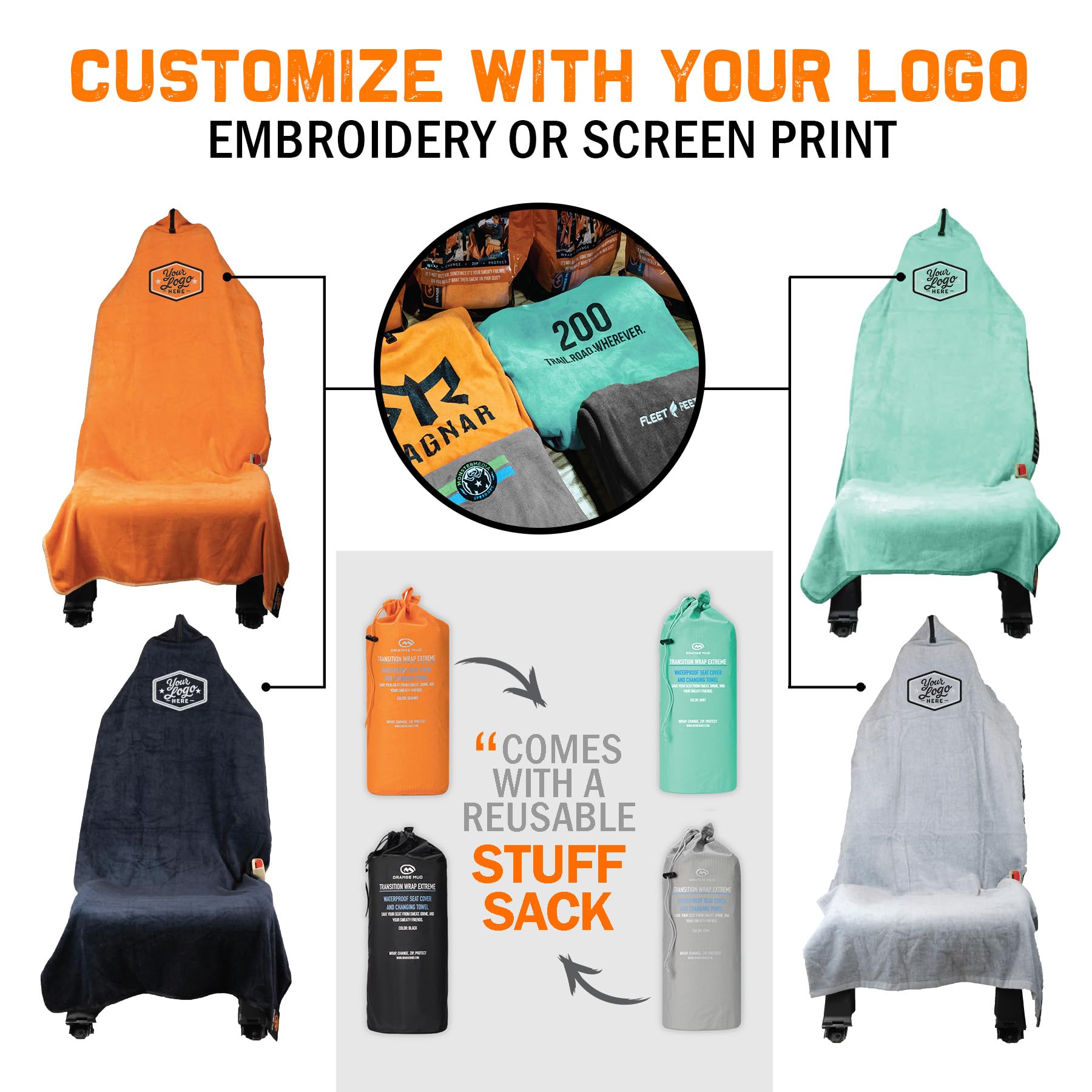 Orange Mud 3in1 Transition Wrap 2.0, Sporthandtuch + Autositz-Cover + Umzieh-Hilfe, Farbe orange