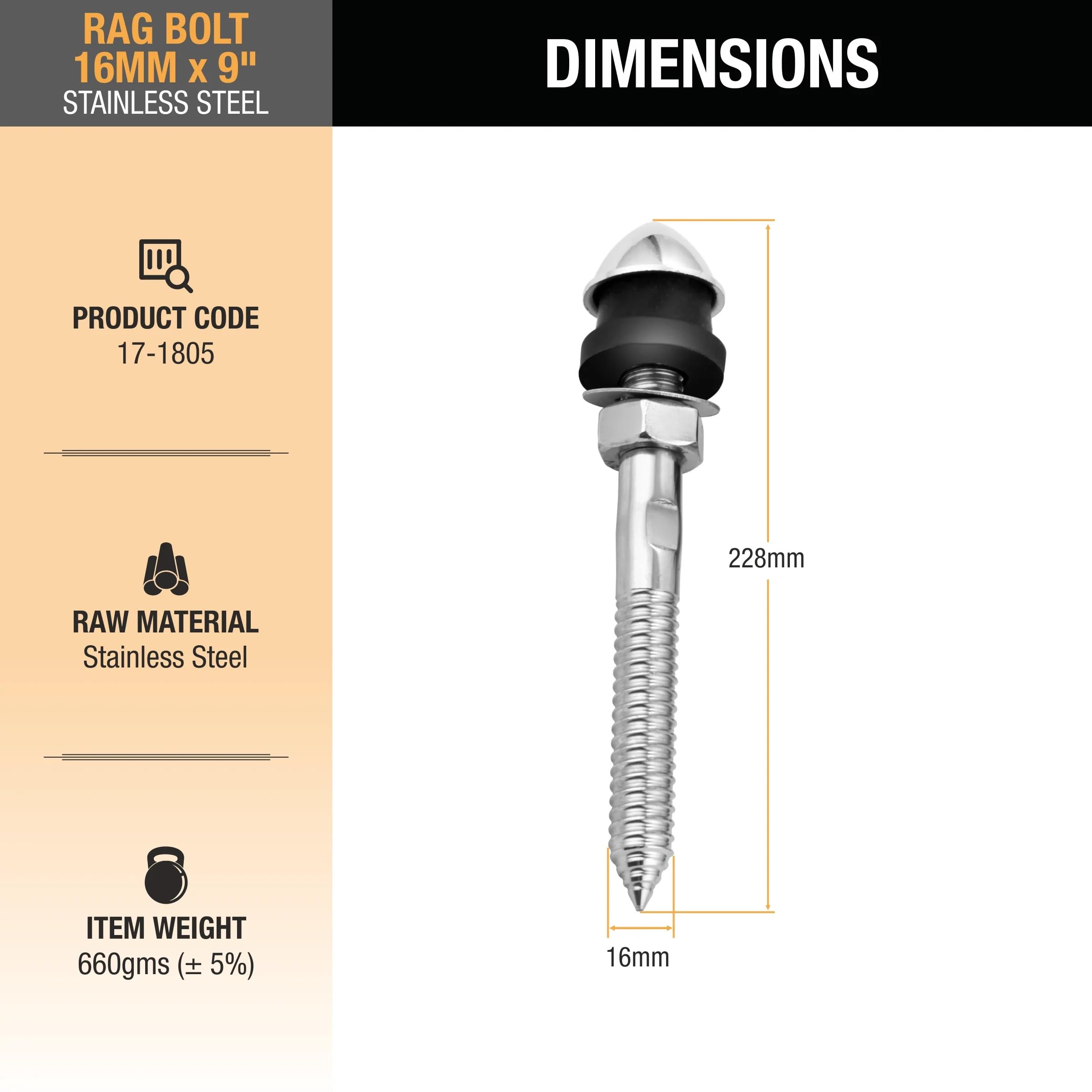 Stainless Steel Rag Bolt - Toilet Seat Hardware -2