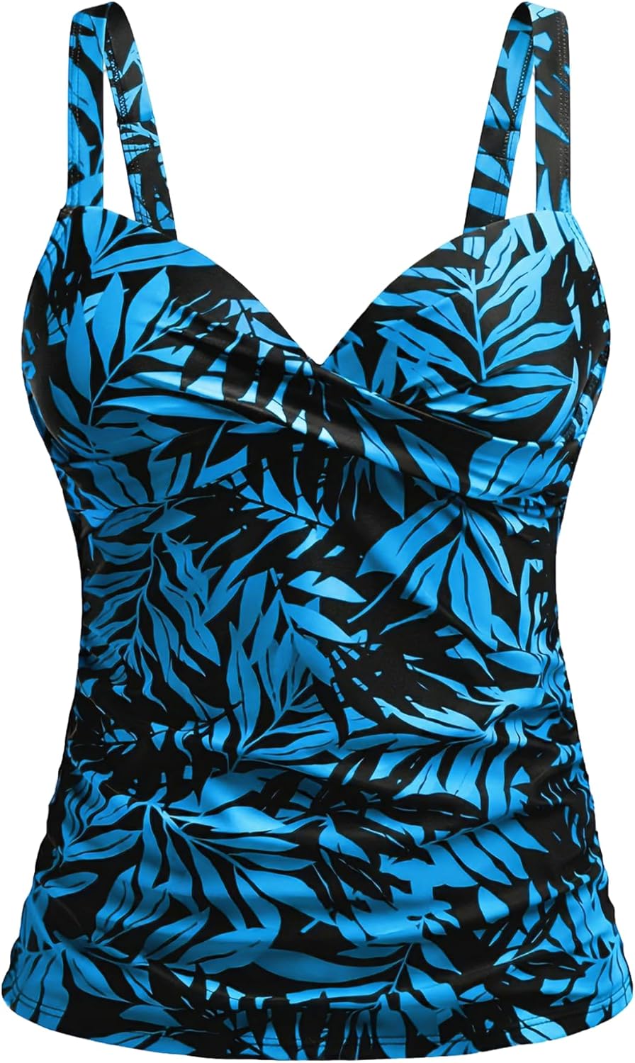Women's Underwire Tankini Top Only - Push Up Swimsuit Top with Bra Support Tummy Control Bathing Suit Top No Bottom 2025