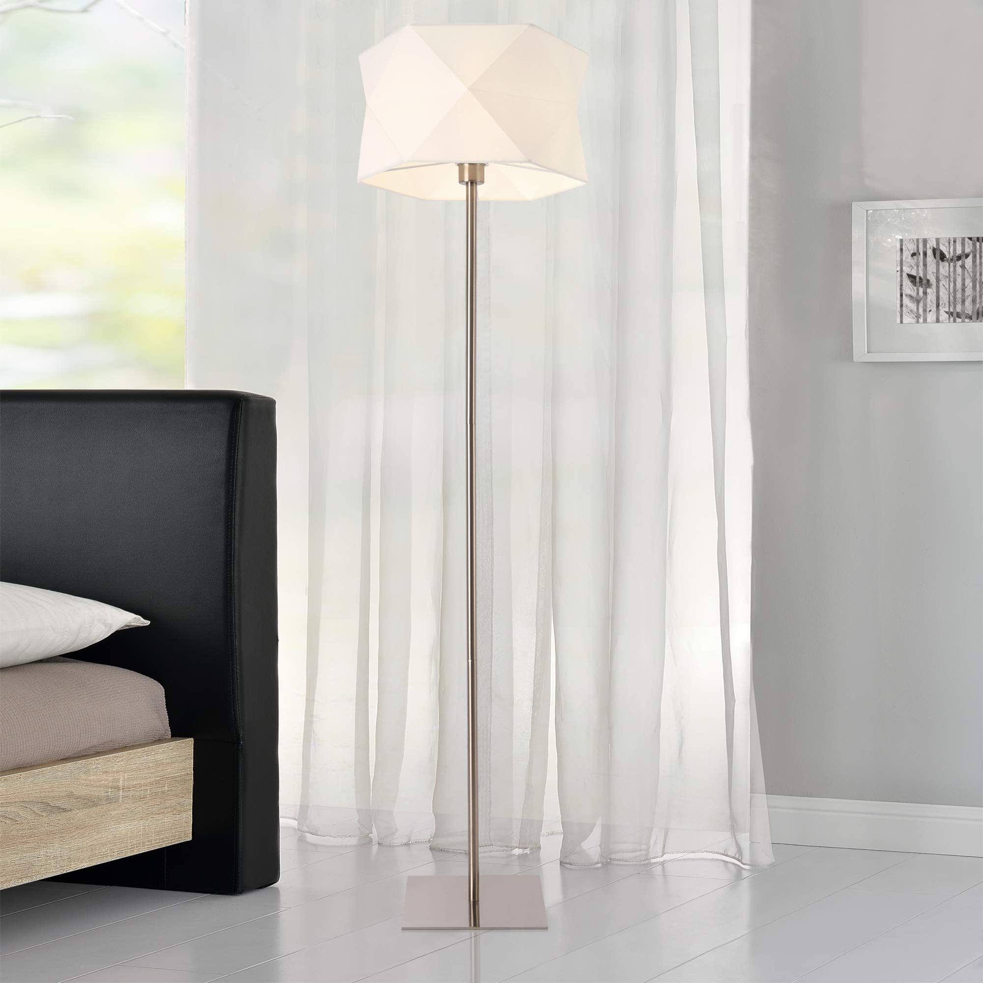 lux.pro Lámpara de pie Narwa Moderna Diseño Altura 152 cm Iluminación Interior Luz efectiva Cromo y Blanco
