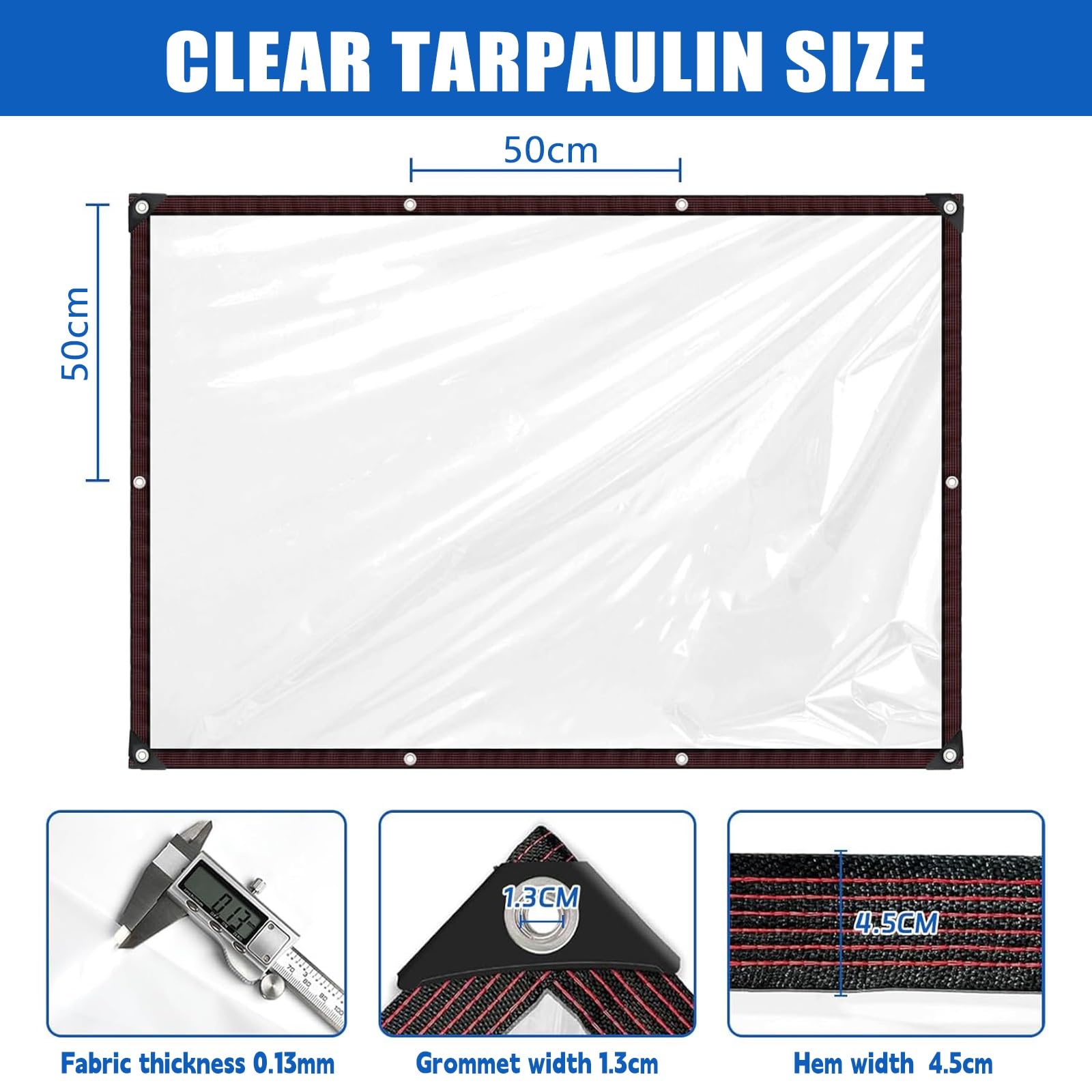 Lona con Ojales 1 x 4.2 m con Ojales, Resistente a Los Rayos UV y Al Desgarro, Lámina de Invernadero Lona Impermeable Universal para Camping, Jardín, Camión, Transparente
