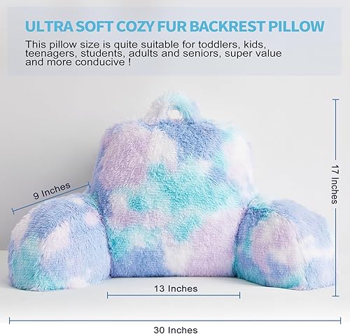 Miniatura 3 de Bedriping Almohada de lectura para cama para adultos, almohada de respaldo de piel sintética con brazos, almohada ergonómica para sentarse en la