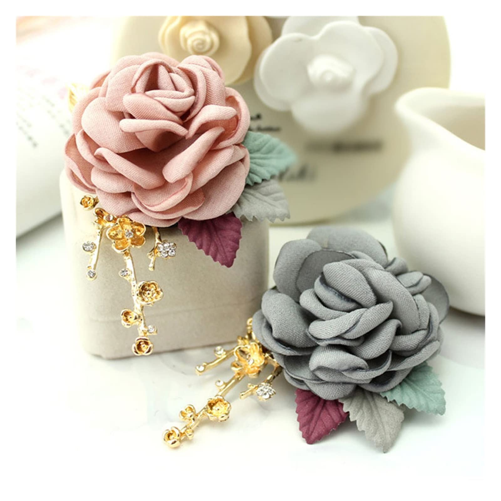 Broche de Flor de Perla de Tela artística, alfiler en el Ojal para Mujer, Insignia, Ramillete de Solapa, Ropa y Accesorios