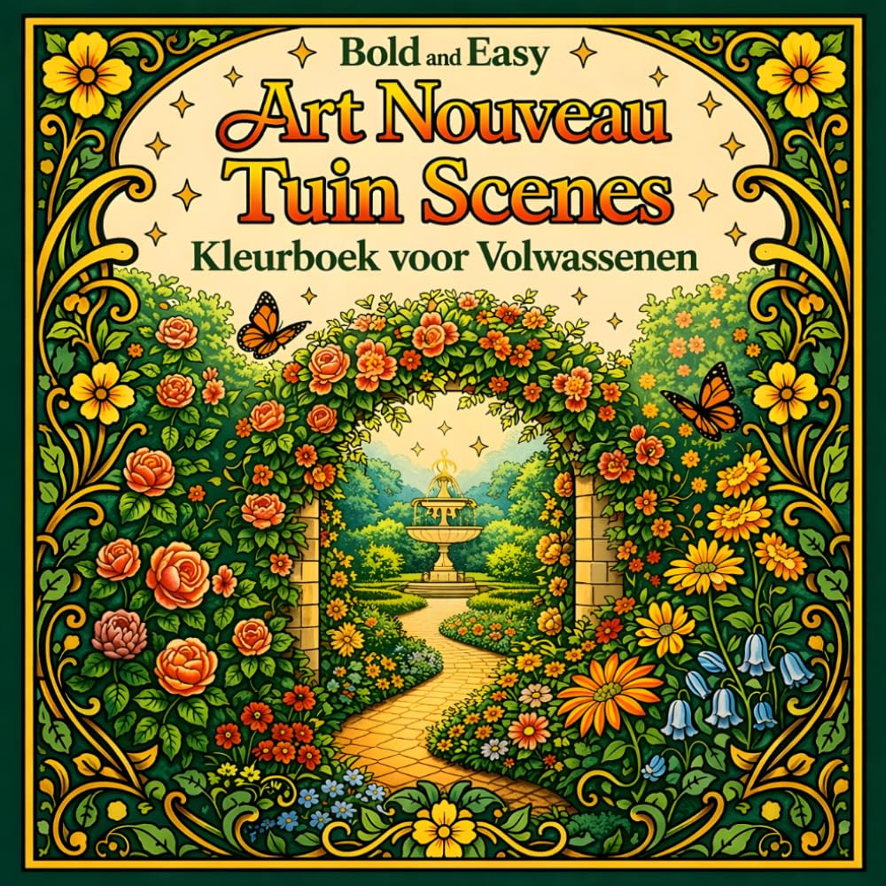 Bold and Easy Art Nouveau Tuin Scenes: Kleurboek voor Volwassenen met Natuur, Bloemen en Rustgevende Landschappen (Bold and Easy Art Nouveau Kleurboeken voor Volwassenen)