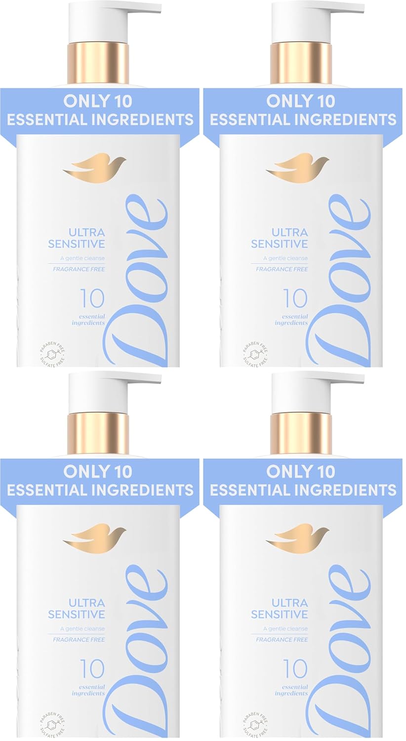 Dove Serum Body Wash Ultra Gentle hydrating cleanse with only 10 essential ingredients 18.5 Fl Oz (Pack of 4)