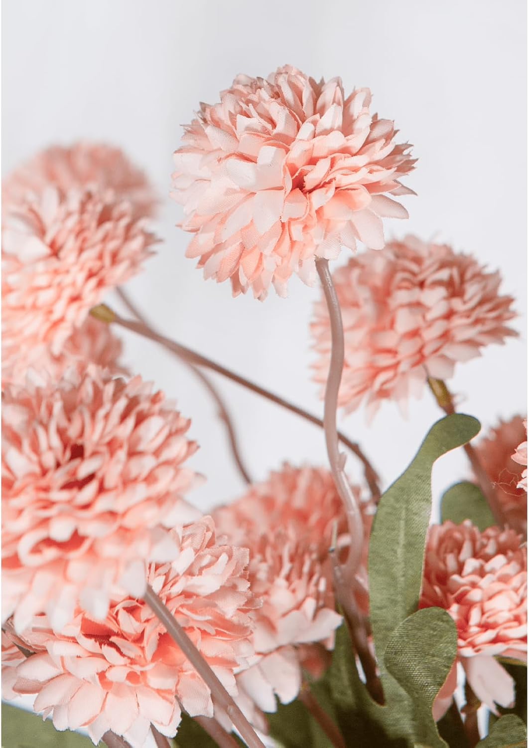 10 Pcs Pink Mums Artificial Flowers with Stems, Faux Mums Mini Pompon Flowers Bulk, Fake Floral Arrangements for DIY Bouquet Home Wedding Table Centerpiece Decor (No Vase)