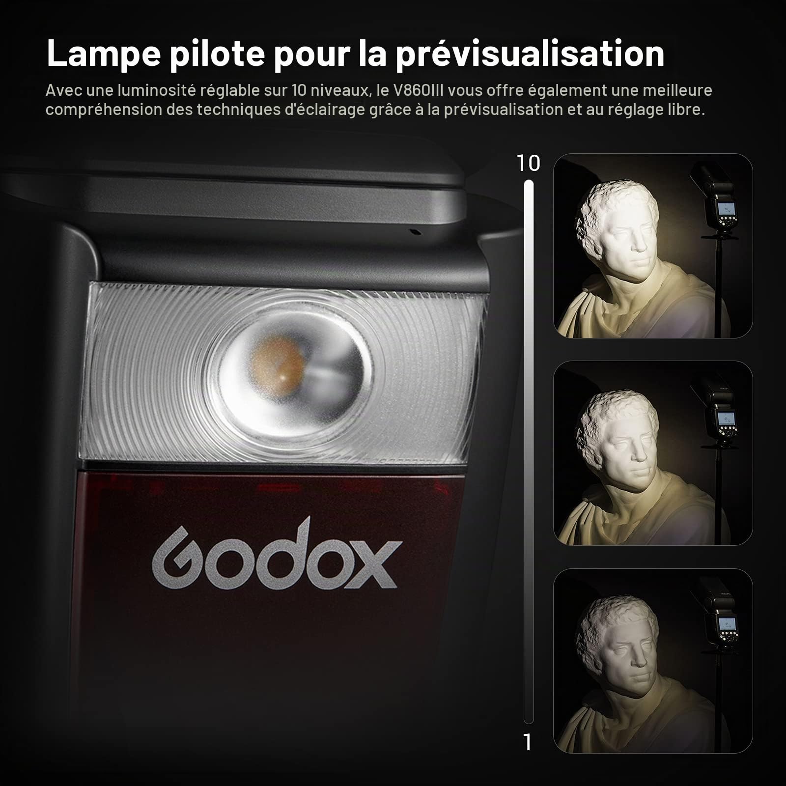 Godox V860III-S TTL Flash pour Appareil Photo Sony, 2,4G Externe Flash pour Sony HSS 1/8000s, 480 Flashs Pleine Puissance, Temps de Recyclage de 0,01 à 1,5s, 10 Levels LED Modeling Lamp
