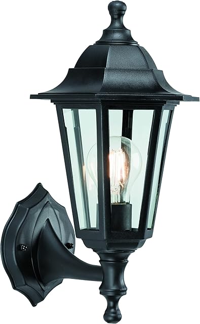 National Lighting Mayflower Traditional Style Black Outdoor Garden Security Porch Weatherproof Wall Light Lantern IP44 Rated Reversible