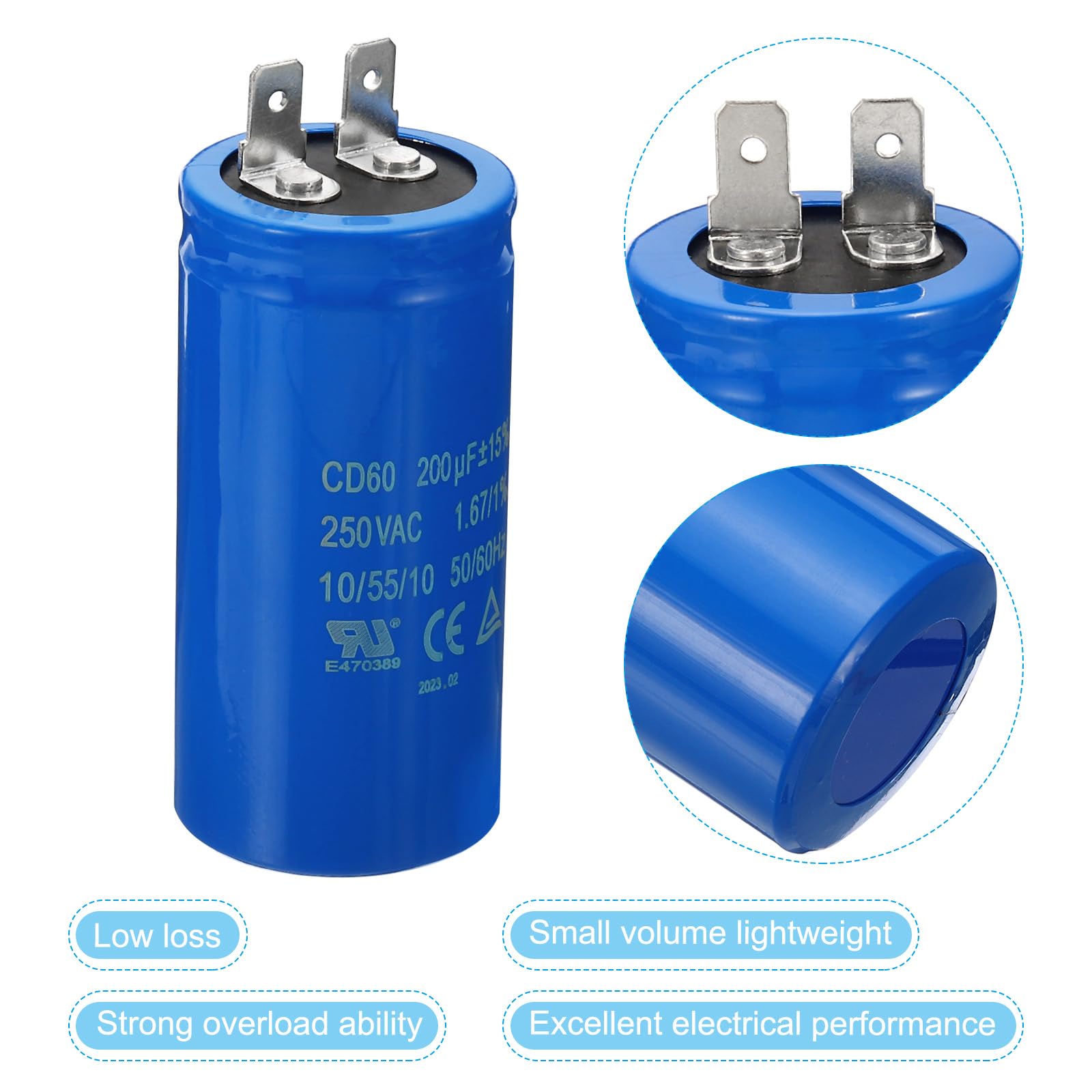 PATIKIL CD60 Marcia Condensatore, 200uF/MFD 250VAC 15% Tolleranza 50/60Hz Motore Avviamento Condensatore per Aria Compressore Motore Avvio Funzione