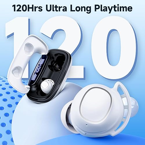 Miniatura 2 de Auriculares Bluetooth inalámbricos de 120 horas de reproducción, IPX7, impermeables, pantalla de alimentación digital, con estuche de carga y