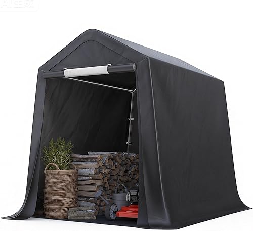 ADVANCE OUTDOOR Refugio de almacenamiento de 6 x 6 pies para exteriores, cobertizo portátil con 2 puertas enrollables con cremallera y rejillas de