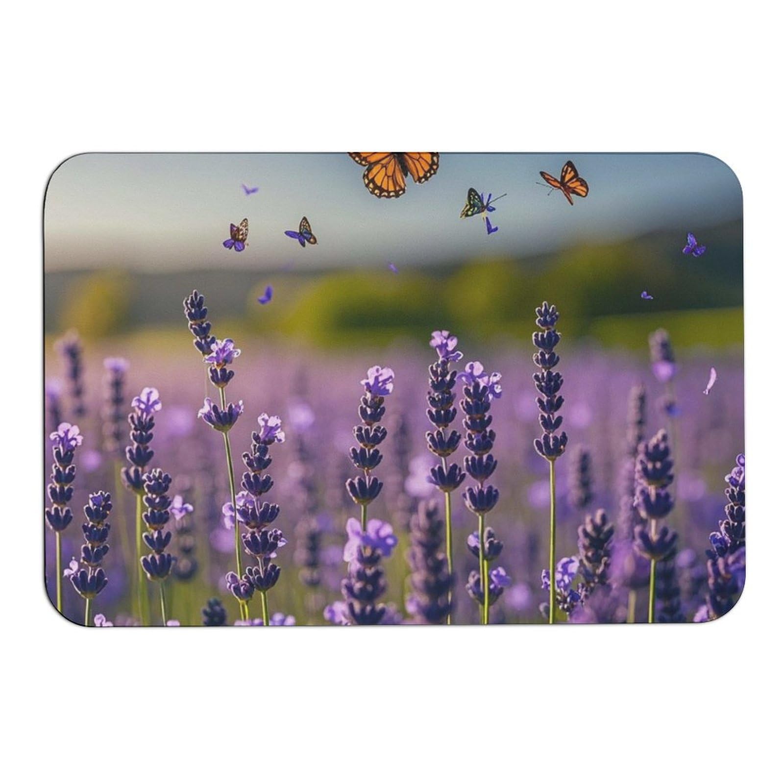Tapis de bain diatomée lavande et papillons absorbant et antidérapant