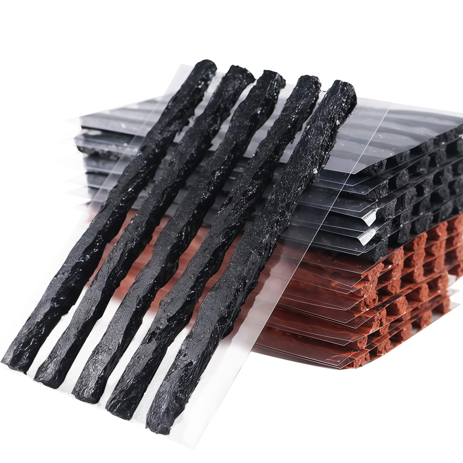 PUIBERS 60Pcs Heavy Duty Tyre Repair Plugs, Tubeless Tyre Puncture Repair Plug Refills for Car, Motorcycle, Bike - Emergency Flat Tyre Fix Replacement Strips