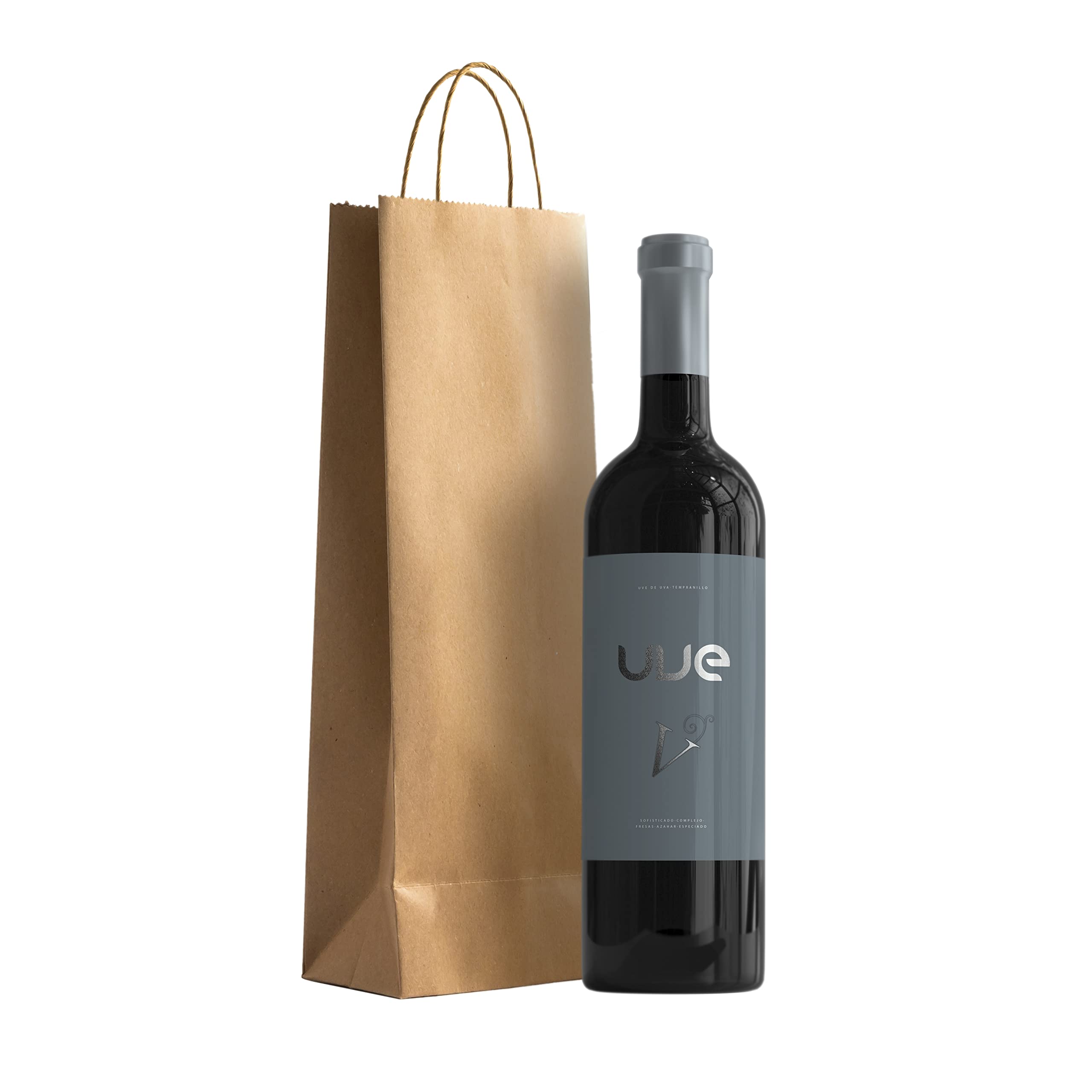 Pack 100 Bolsas Personalizadas para Botellas de Vino | Con Logo o Foto | Regala tu Botella Con la Mejor Presentación | En Papel Kraft | Para Bodas, Navidad, Comuniones, Publicidad 11x36x10cm
