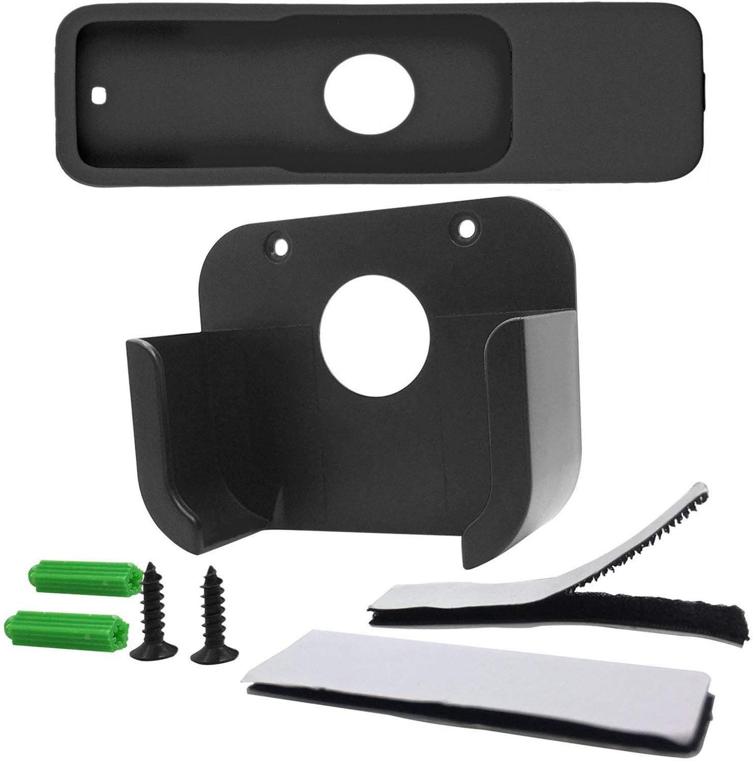 Discount TV Mount Compatible with Apple TV 4th and 4K 5th Generation, Auswaur Wall Mount Bracket Holder Compatible with Apple TV 4th and 4K 5th Gen with Black Silicone Siri Remote Protective Case Cover