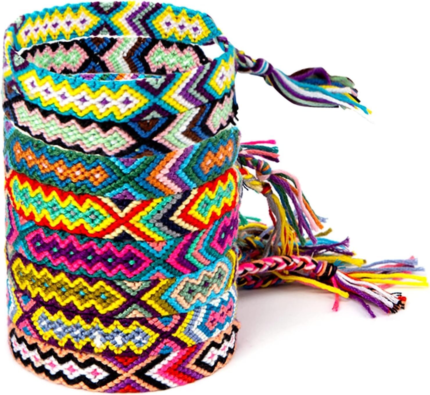 LOVEINUSA 8PCS Woven Friendship Bracelet, Nepal Style Woven Bracelets Braided Friendship Bracelets for Kids Girls Women and Teens Handmade Favor End of Year Gifts