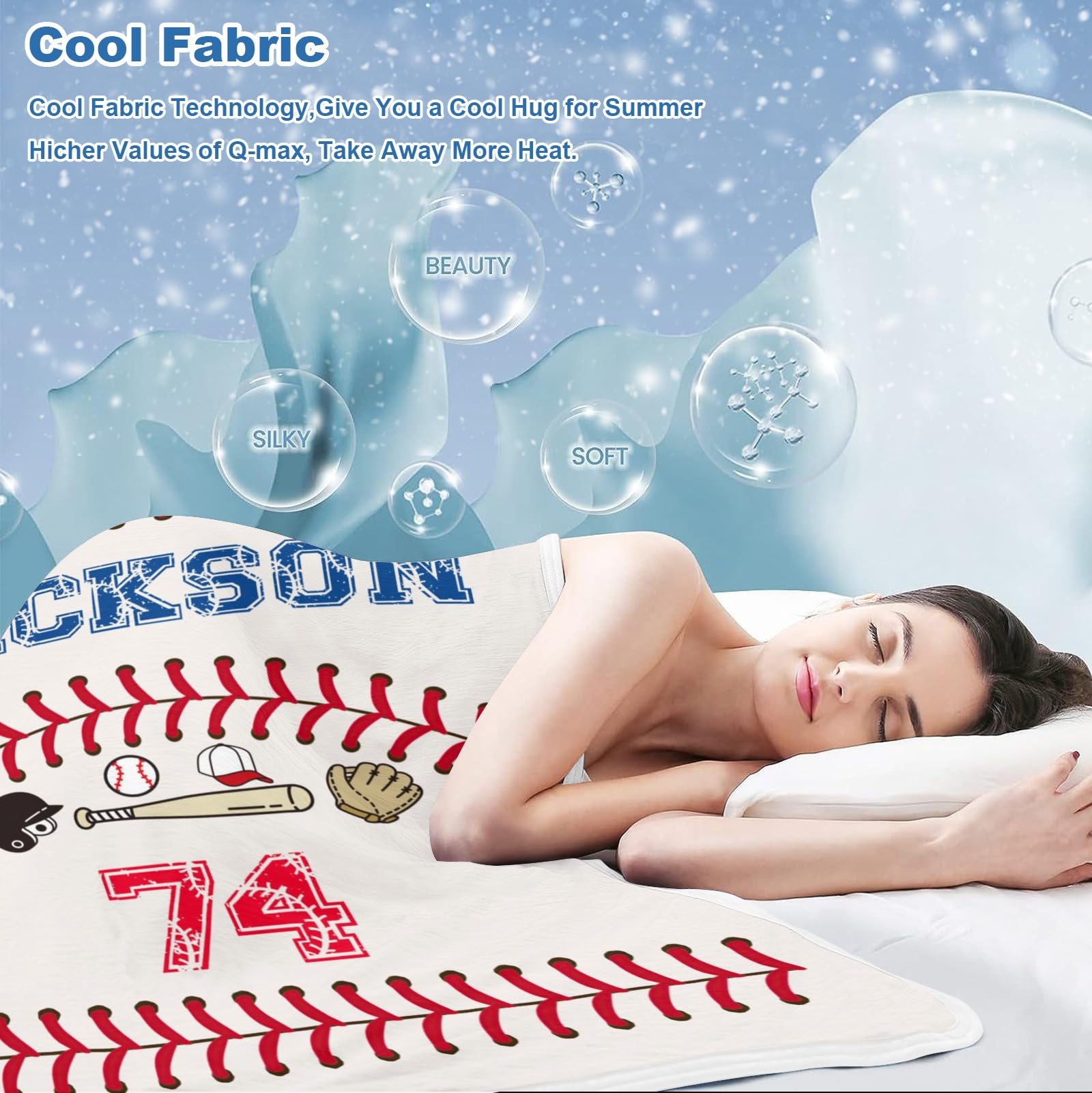 GoTussWO Custom Baseball Bat Helmet Cap Glove Weighted Blanket Cooling Laye, Keep Cooling All Night,30x40Inch