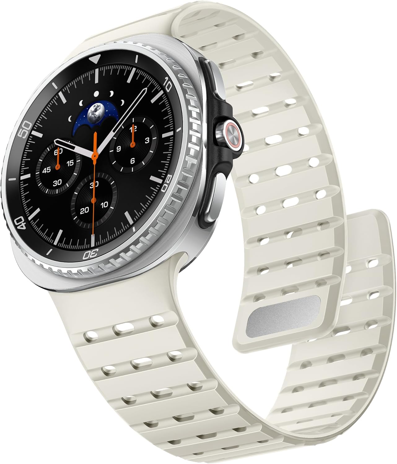 Magnetic Band Compatible with Samsung Galaxy Watch 8 40mm 44mm / Watch 8 Classic 46mm Band, Strong Magnet Soft Breathable Silicone Sport Strap for Men Women Starlight