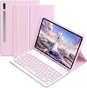 Bluetooth Turkish Q Keyboard Case Compatible with Samsung Galaxy Tab S9 FE PlusS10 PlusS9 Plus12.4 inch 12.4 Not Tablet Pink