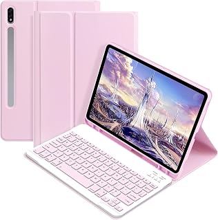 Samsung Galaxy Tab S9 FE Plus/S10 Plus/S9 Plus12,4 inç 12,4 ile Uyumlu Bluetooth Türkçe Q Klavyeli Kılıfı (Tablet Değildir) (Pembe)