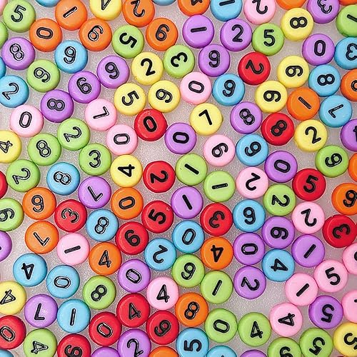 Miniatura 3 de 800 cuentas redondas coloridas de letras de números de 0 a 9 cuentas de 0 a 9 cuentas de plástico mixtas sueltas para hacer joyas, pulseras,