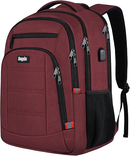 Miniatura 9 de Mochila para hombres y mujeres, mochila de viaje para laptop de 15.6 pulgadas, mochila escolar universitaria con puerto de carga USB, azul