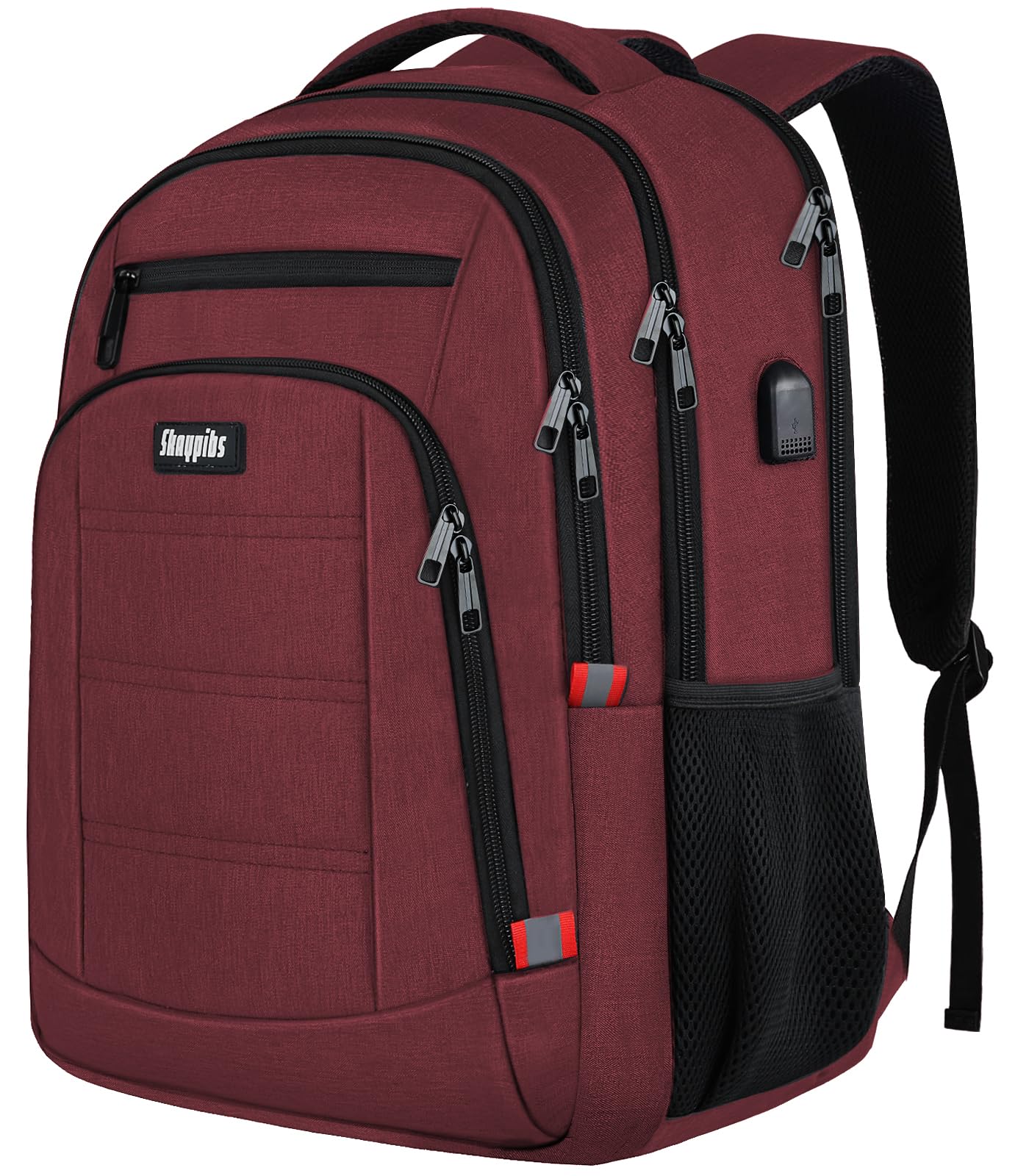 Skaypibs Backpack for Women Men, Travel School Backpacks for Teen Boys, Bookbag with USB Charging Port, Anti Theft College Backpack Fits 15.6 Inch Laptop, Casual Work Business Back Pack, Red