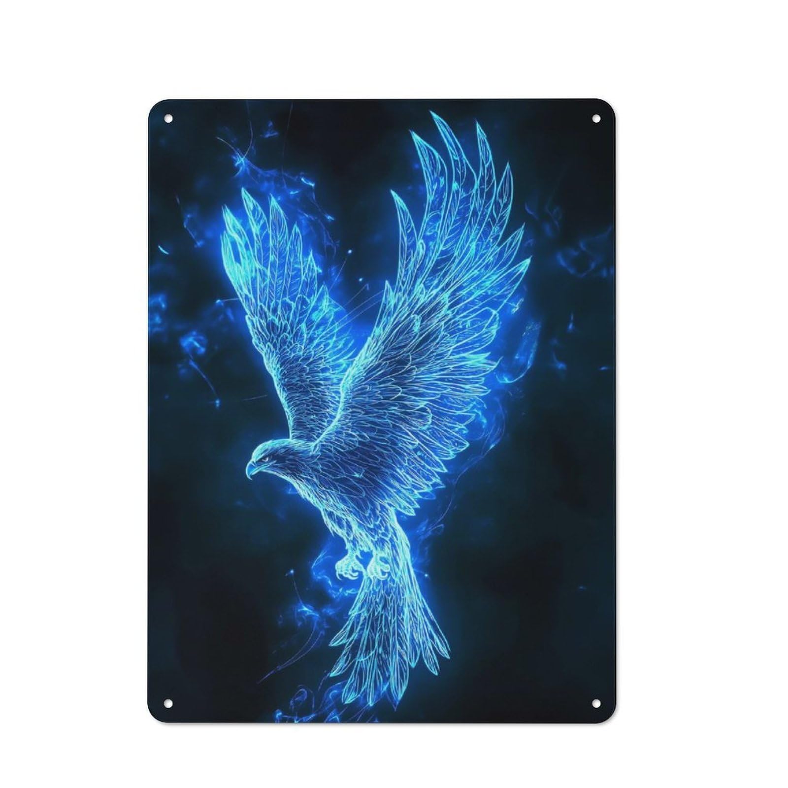Junmoney Blue Fire Eagle Country Style Metal Wall Decor 40X30cm, Decorative Metal Sign For Kitchen, Cafe, Pantry Or Dining Room