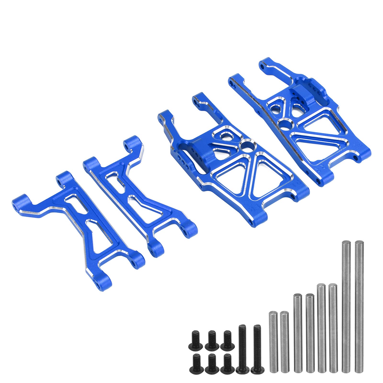 Bardzo wytrzymałe, trwałe, odporne na zużycie części do samochodów Traxxas 1/10 MAXX 2.0 RC ze stopu aluminium przód tył u góry dolne ramiona do zawieszenia 4-częściowy zestaw (ciemnoniebieski)