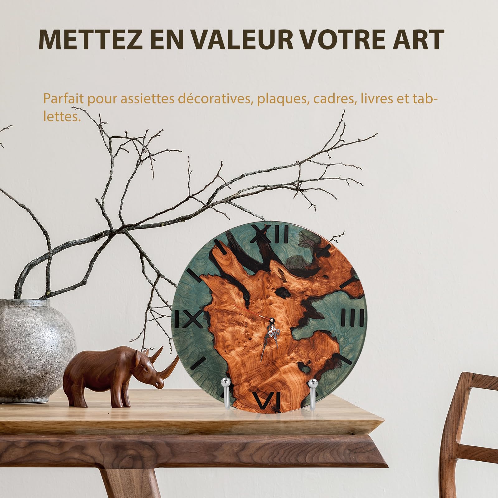 Lot De 4 Supports D'assiette Métal – Présentoir Décoratif, Forme Prismatique, Noir