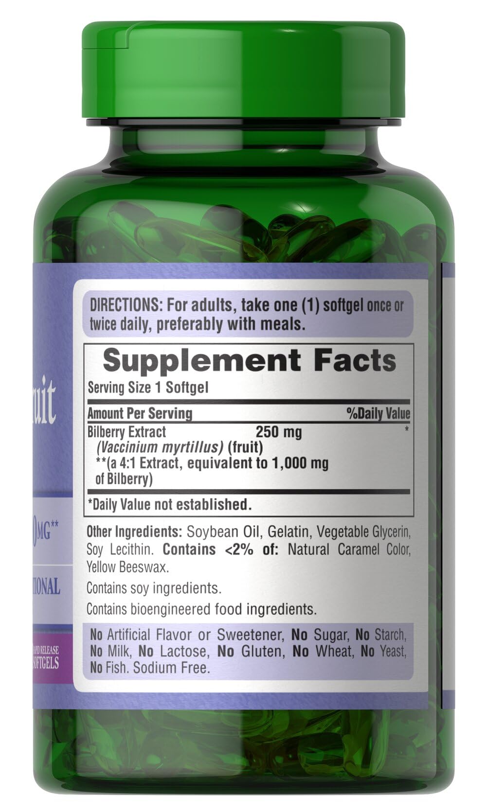 Puritan's Pride Premium Bilberry Fruit Extract 250mg, 180 Softgels — Amazon image 4