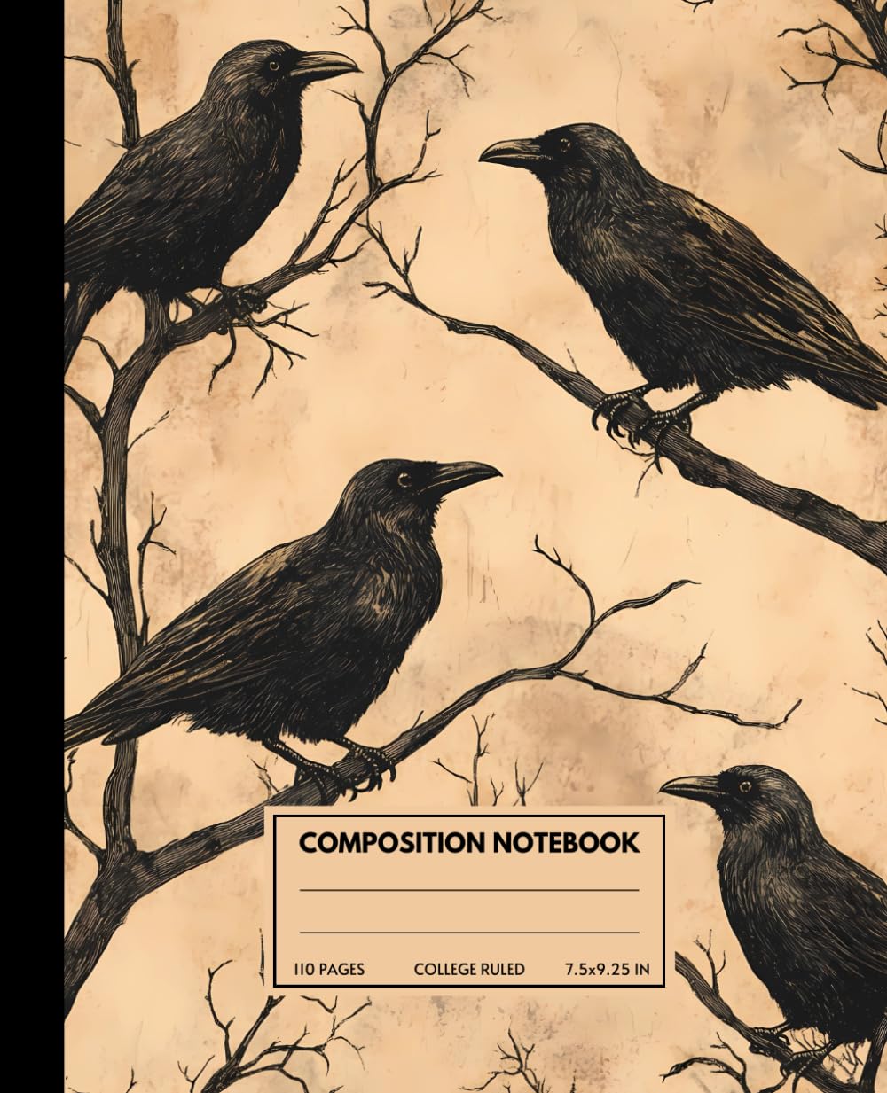 Composition Notebook College Ruled: Vintage Raven Bird Illustration Notebook | Aesthetic Journal for Back-to-School: Students (Boys and Girls) and Teachers | Perfect Gift for Raven Lovers